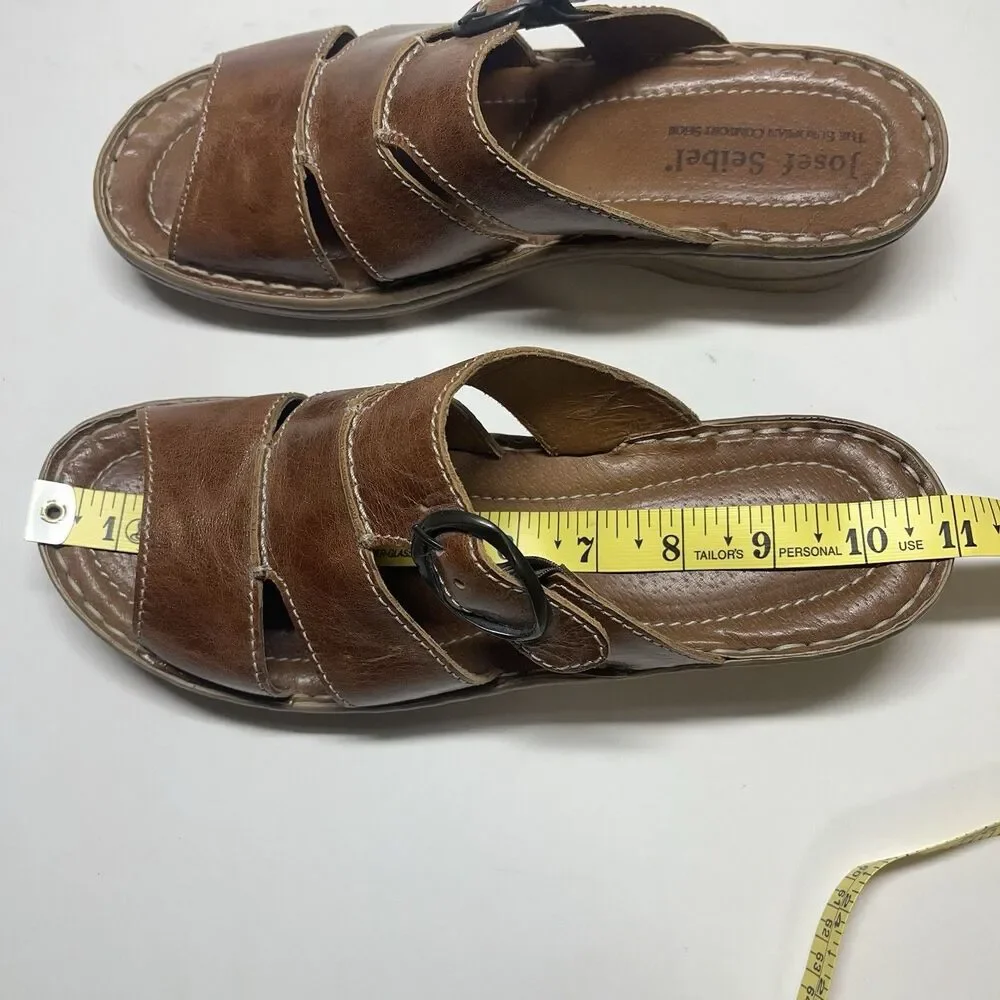 Josef Seibel Womens Catalonia 25 Dolomite Sandals Size 42 Leather Camel Slide